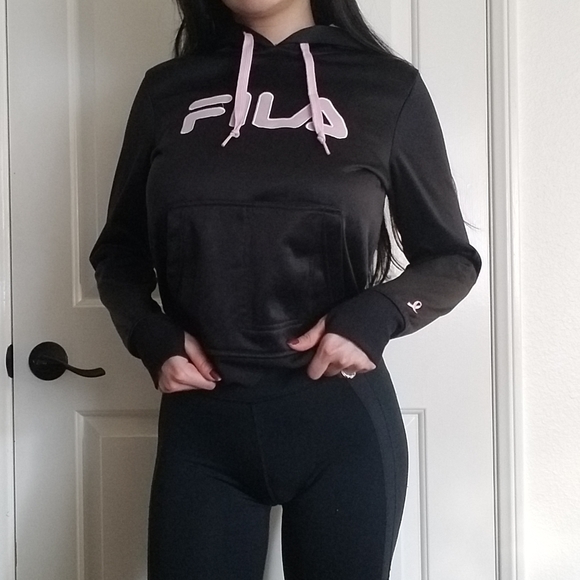 Fila Tops - FILA Hoodie Pink Black Breast Cancer Sweater XS